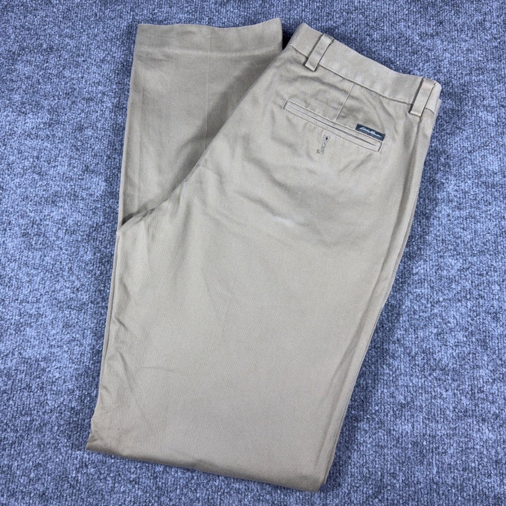 Eddie Bauer Mens 33 Khaki Chino Pants Wrinkle Free Classic Fit Tan Pen Mark